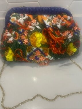 Embellished Floral Sequin Crossbody Bag in Multicolor